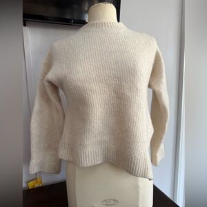 & Other Stories Womens Asymmetric Hem Wool Sweater Size M Ivory Wide Sleeves